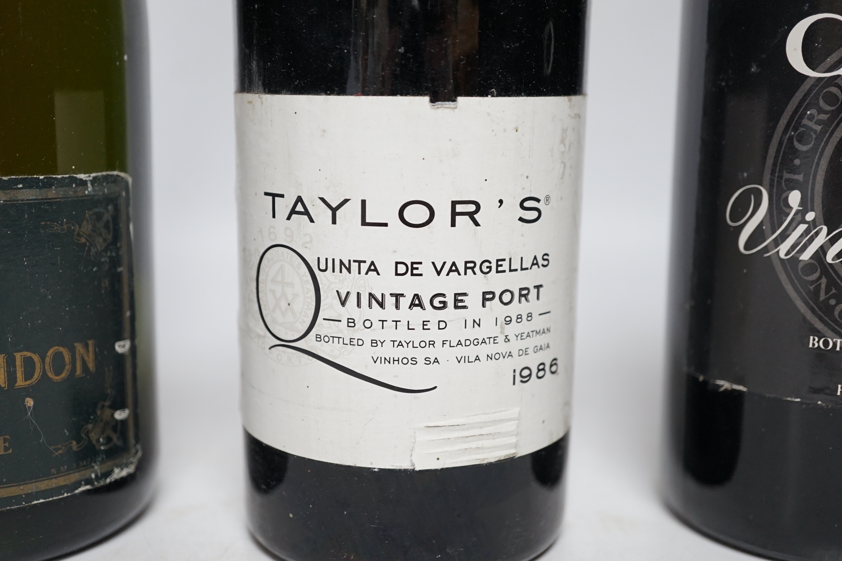A bottle of Moët & Chandon 1978 Dry Imperial Champagne, a bottle of Croft 1982 Vintage Port and a Taylor’s 1986 Vintage Port (3)